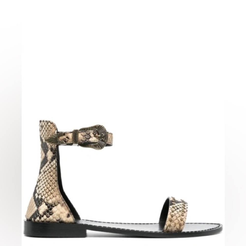 ZADIG & VOLTAIRE EVER WILD OPEN-TOE LEATHER SANDALS IN DESERT